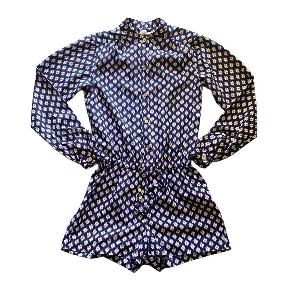 MICHAEL KORS-BLUE IKAT PRINT ROMPER-SIZE XXS